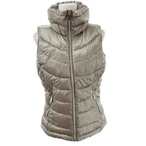 Calvin Klein Metallic Puffer Outdoor Winter Sleeveless Hi Neck Softshell Vest S